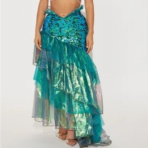 Green Iridescent Mermaid Skirt M